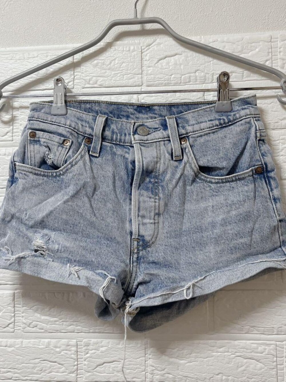 Levise Shorts Fringe Blue Cotton Resort Style